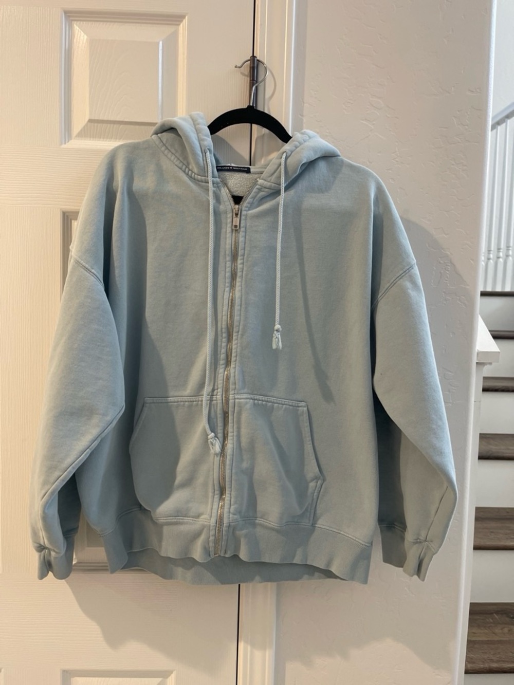 Brandy Melville Light Blue Zip Front Hoodie